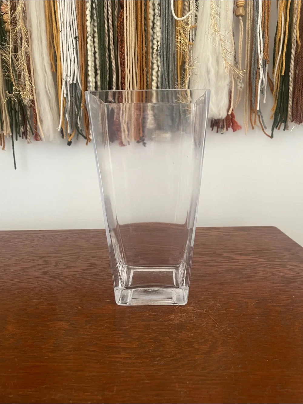 Clear glass vase - tapered square style